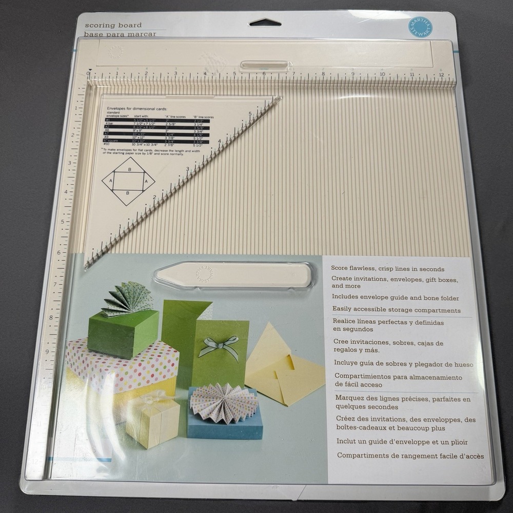 Martha Stewart Scoring Board Envelope Tool 3 Pc Set 12 x 12 Craft Junk Journal - Picture 1 of 9